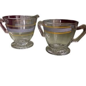Vintage glass Kent Vacuum coffee maker cream and sugar dish.